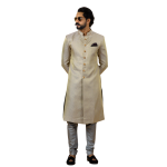 Stunning Golden-Grey Banarasi Brocade Achkan for Men | Father-Son Combo | Grooms & Weddings | Jaipurio